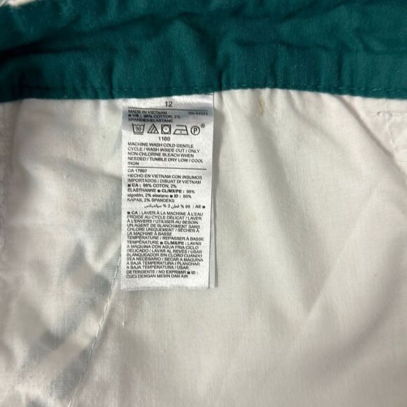 ON 12 Teal White Vertical Stripes 6.5” Mid Rise Everyday Cotton Shorts - Picture 9 of 12